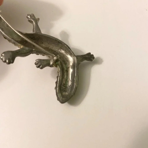 Vintage Gecko Lizard Brooch Rhinestones  3 Inch Long Fashion Jewelry Pin - Picture 6 of 11